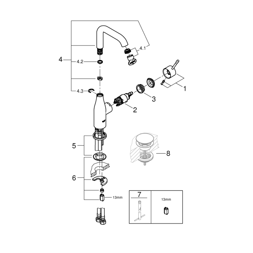 GROHE 23541001 - Смесител за умивалник ESSENCE DN 15 лъскав хром