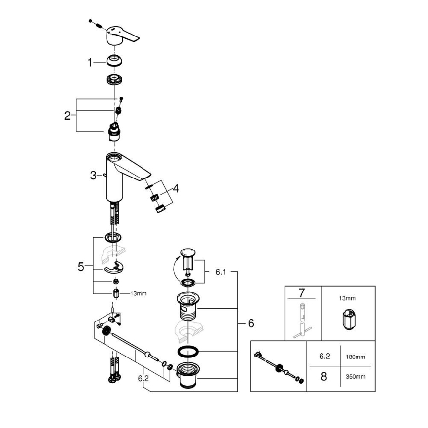 GROHE 235522432 - Смесител за мивка START 192 mm черен