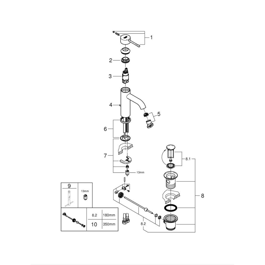 GROHE 23589GL1 - смесител за умивалник ESSENCE DN 15, златен