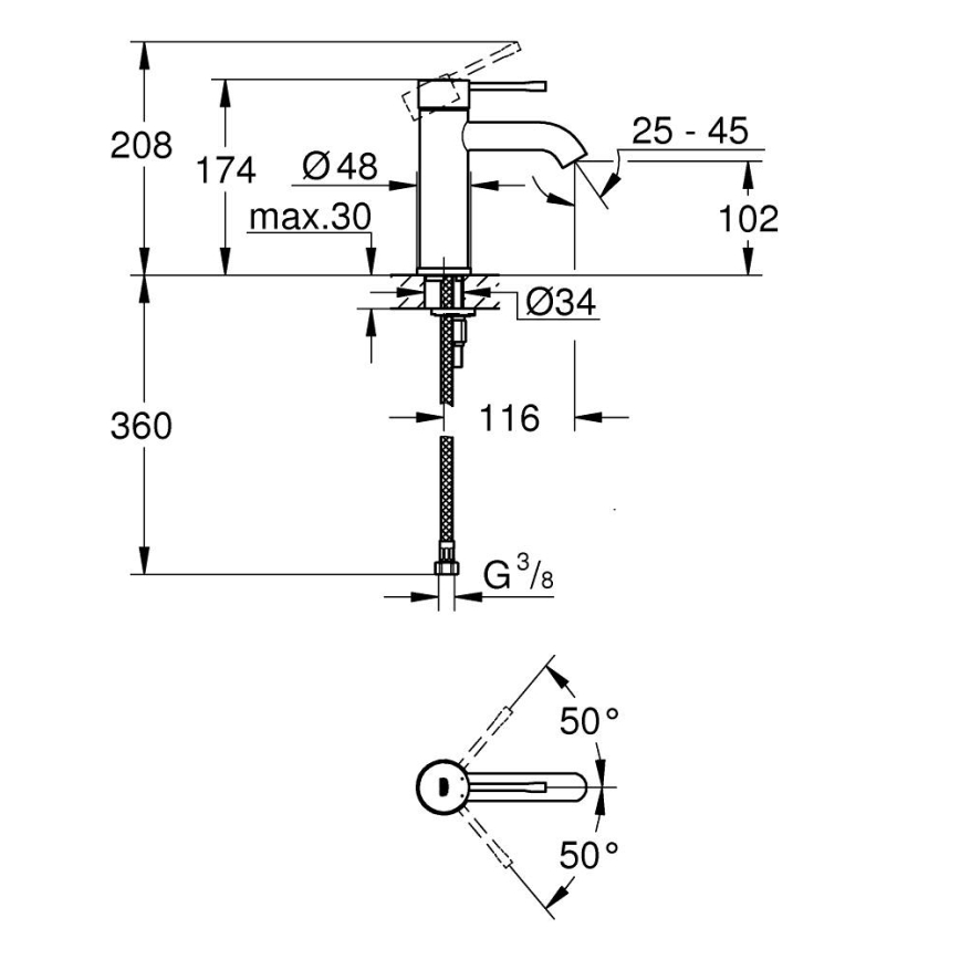 GROHE 23590DL1 - Смесител за умивалник ESSENCE размер S меден