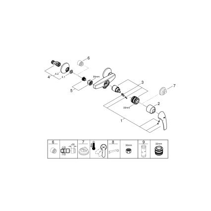 GROHE 23631000 - Смесител за душ BAUCURVE 150 mm блестящ хром