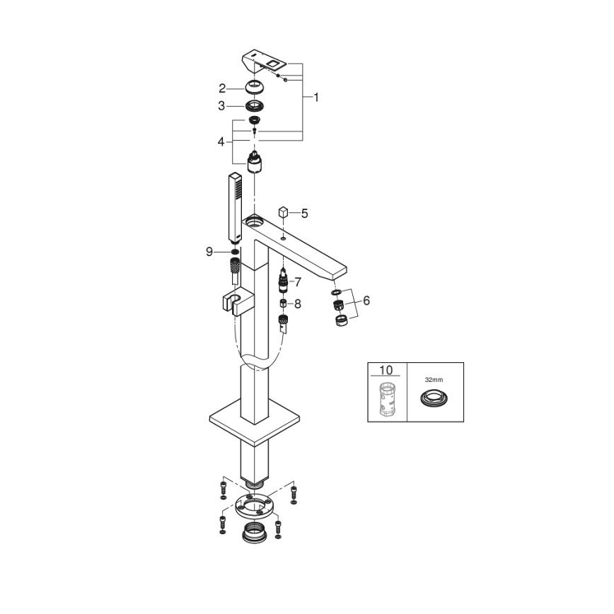 GROHE 23672001 - Ванен смесител EUROCUBE 298 мм лъскав хром