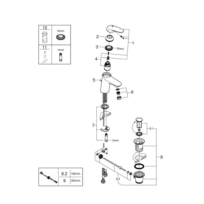 GROHE 23707003 - Смесител за умивалник EUROSTYLE 163 mm, полирано хромово покритие