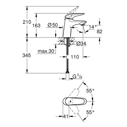 GROHE 23715003 - Смесител за мивка EUROSTYLE, размер S, гланцов хром