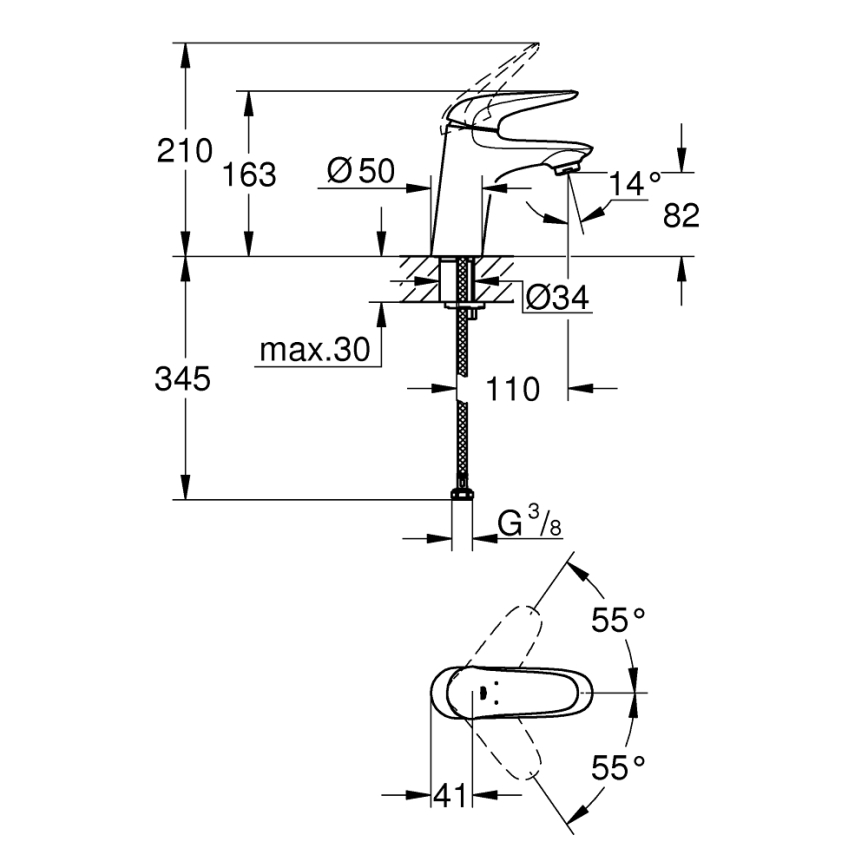 GROHE 23715003 - Смесител за мивка EUROSTYLE, размер S, гланцов хром