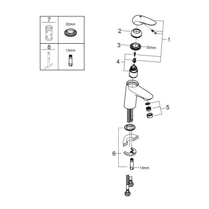 GROHE 23715003 - Смесител за умивалник EUROSTYLE, размер S, лъскав хром