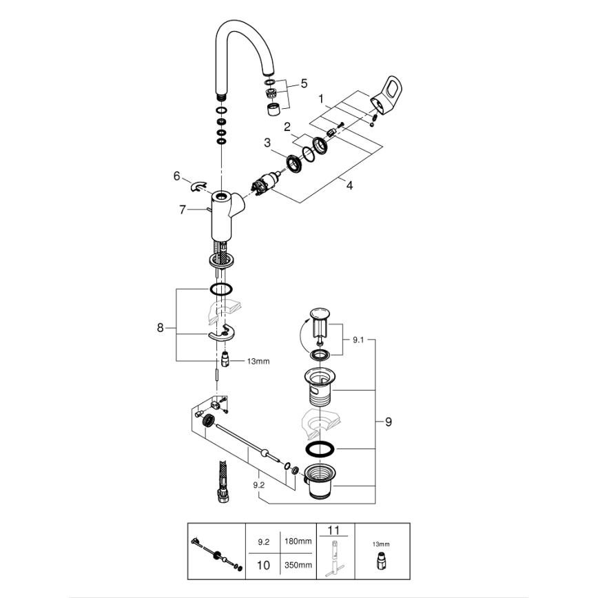 GROHE 23763000 - Смесител за умивалник BAULOOP, размер L, лъскав хром