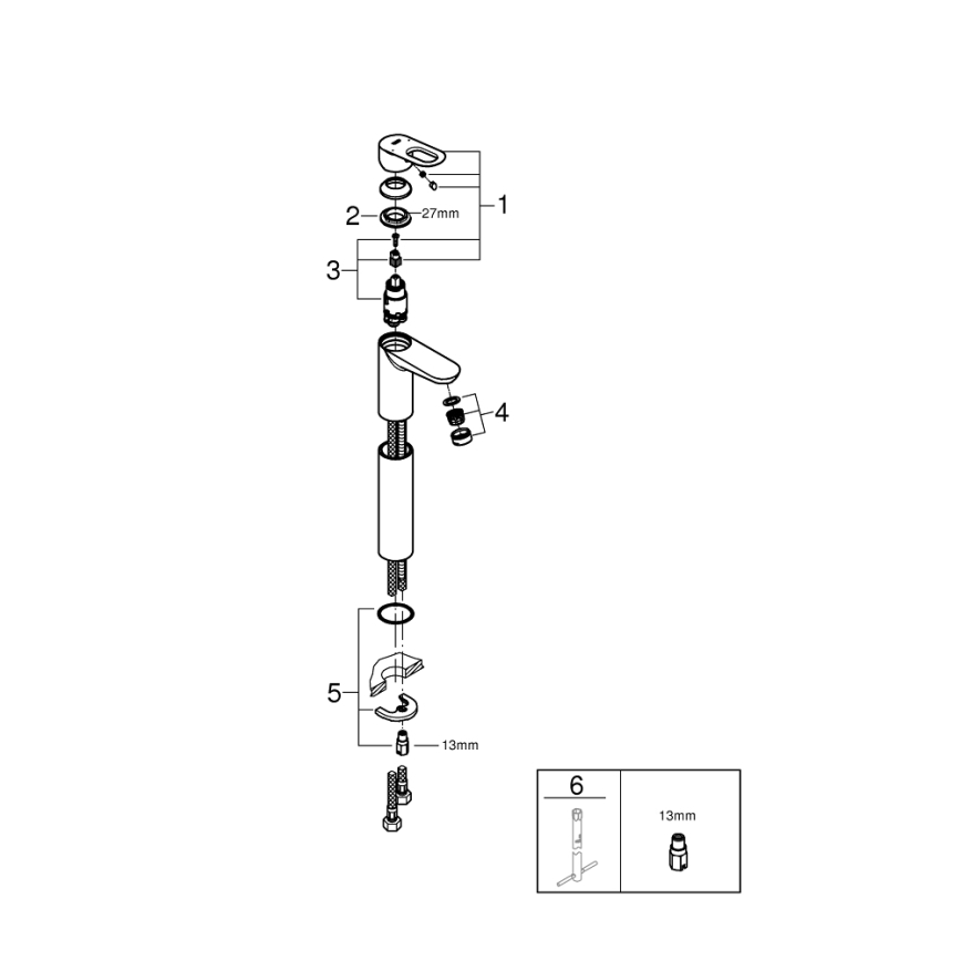 GROHE 23764000 - Смесител за умивалник BAULOOP DN 15, полирано хромирано покритие