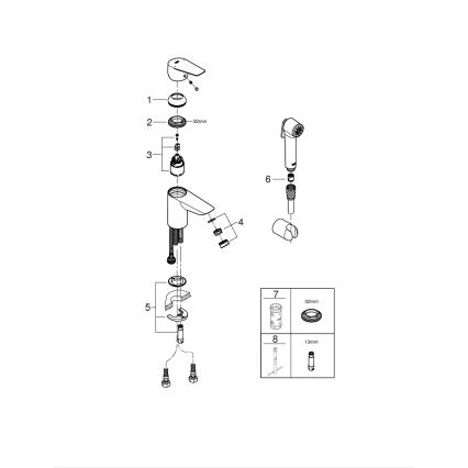 GROHE 23773001 - Смесител за мивка START EDGE, размер S, лъскав хром