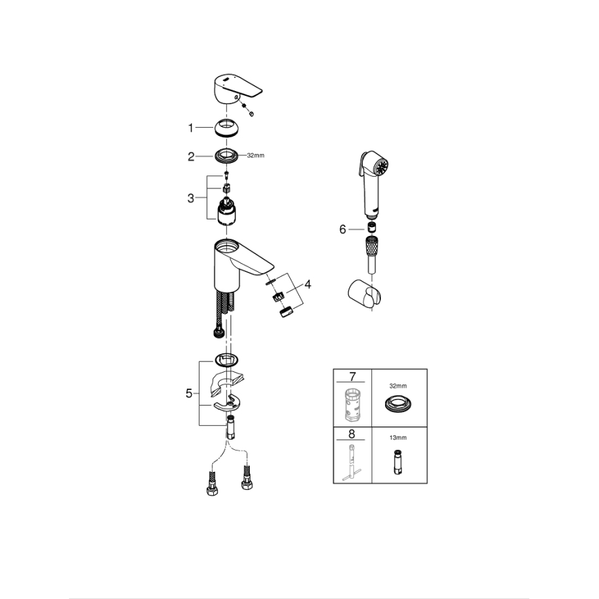 GROHE 23773001 - Смесител за мивка START EDGE, размер S, лъскав хром