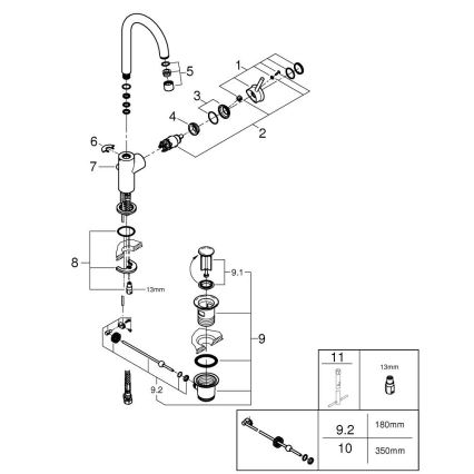 GROHE 23783000 - Смесител за мивка START CLASSIC 311 мм, лъскав хром