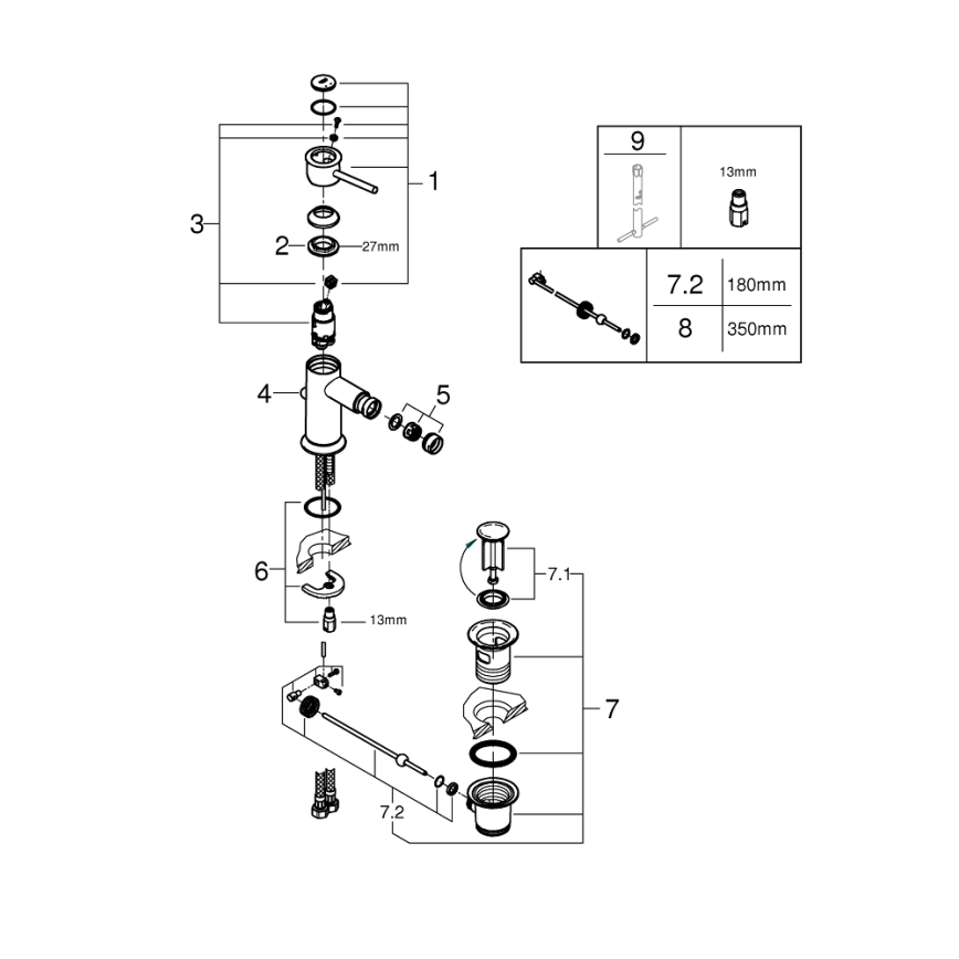 GROHE 23785000 - Смесител за биде START CLASSIC, полирано хромово покритие