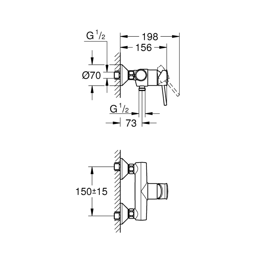 GROHE 23786000 - Душ смесител START CLASSIC 150 мм, лъскав хром