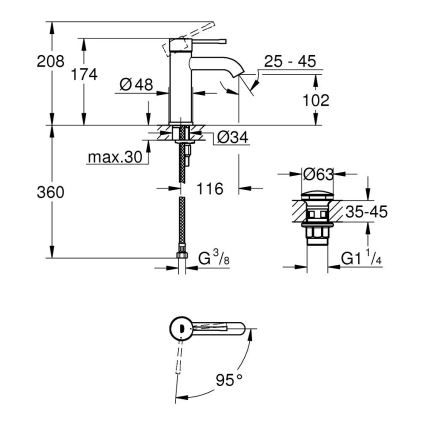 GROHE 23797001 - Смесител за умивалник ESSENCE, размер S, полирано хромово покритие