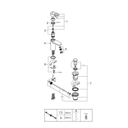 GROHE 23803000 - Смесител за мивка EUROSMART, бляскав хром