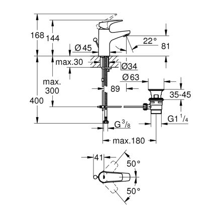 GROHE 23809000 - Смесител за умивалник START FLOW DN 15 лъскав хром