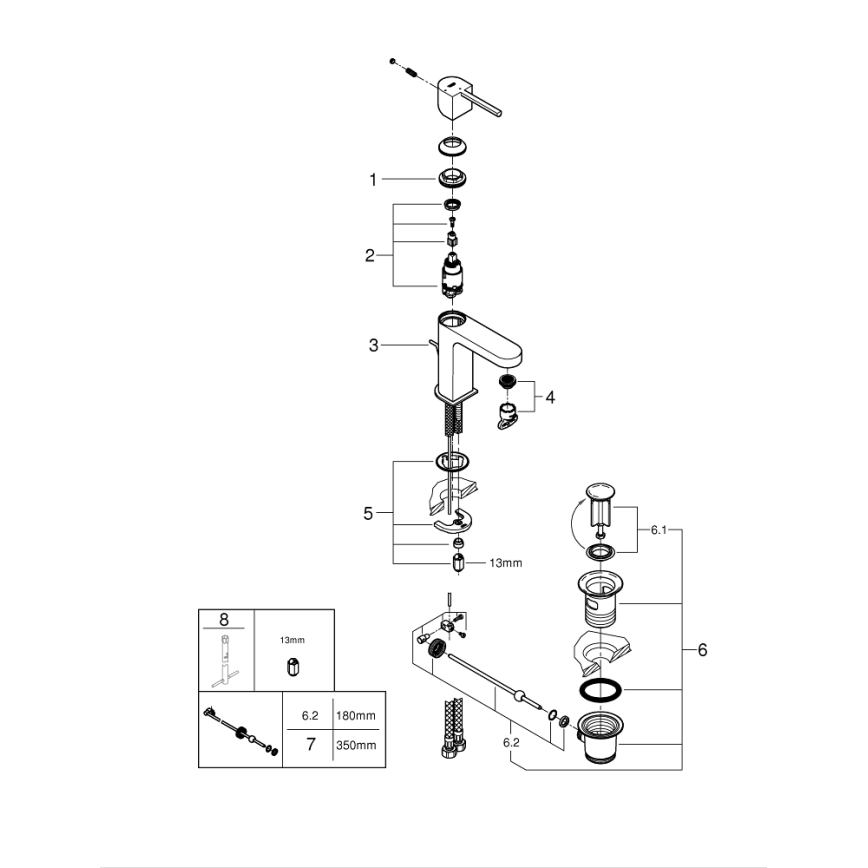 GROHE 23870003 - Смесител за умивалник PLUS размер S лъскав хром