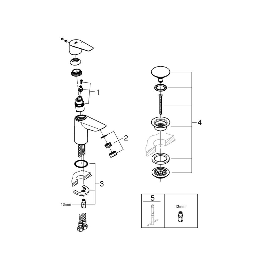 GROHE 23898001 - Смесител за мивка START EDGE лъскав хром