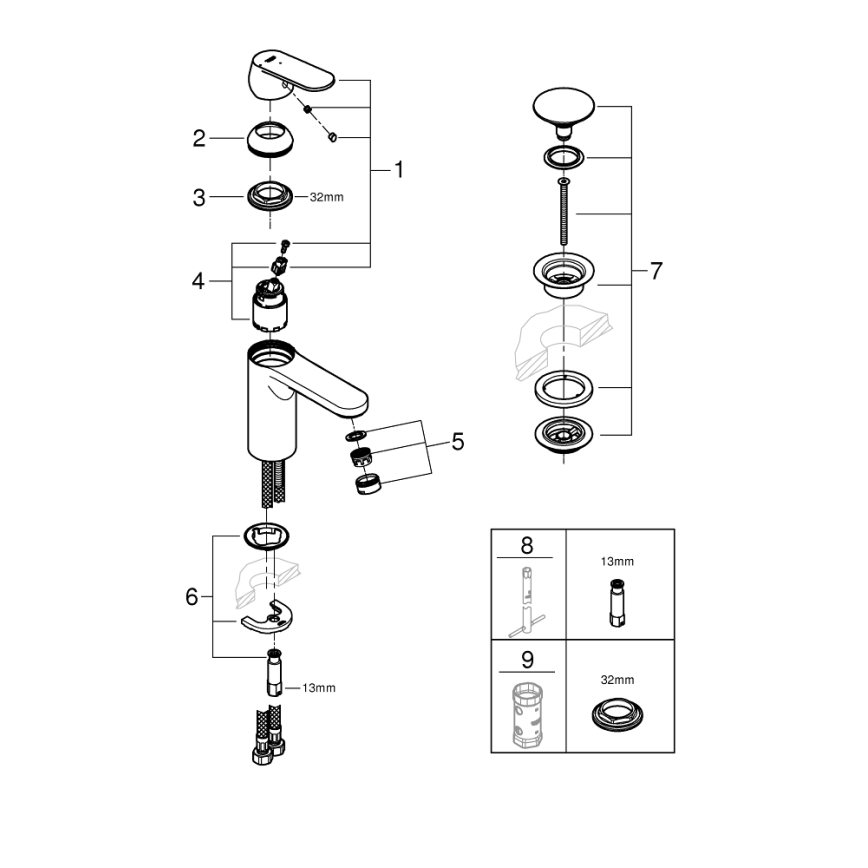 GROHE 23928000 - Смесител за умивалник DN 15, размер M, хром с висок блясък