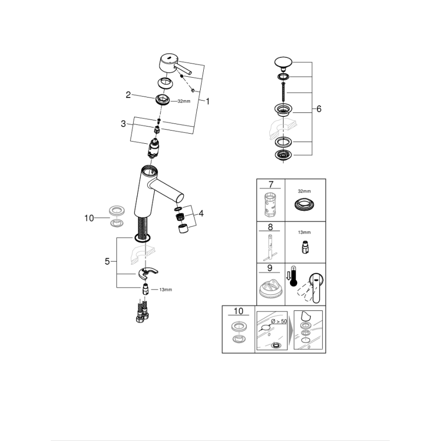 GROHE 23932001 - Смесител за умивалник EUROSMART, размер M, лъскав хром