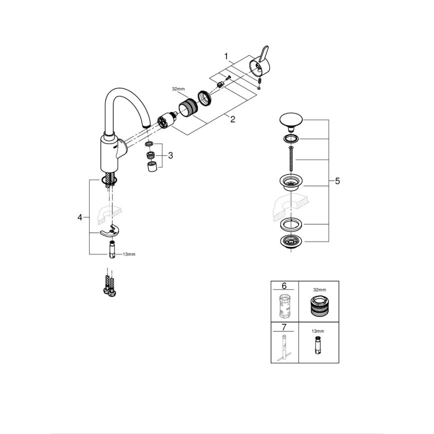 GROHE 23933001 - Смесител за умивалник EUROSMART COSMOPOLITAN размер L хром