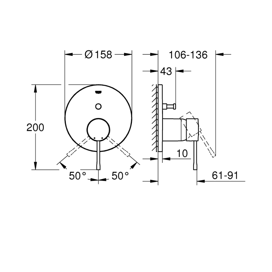 GROHE 24058DL1 - ESSENCE смесител с двупосочен превключвател, медно покритие