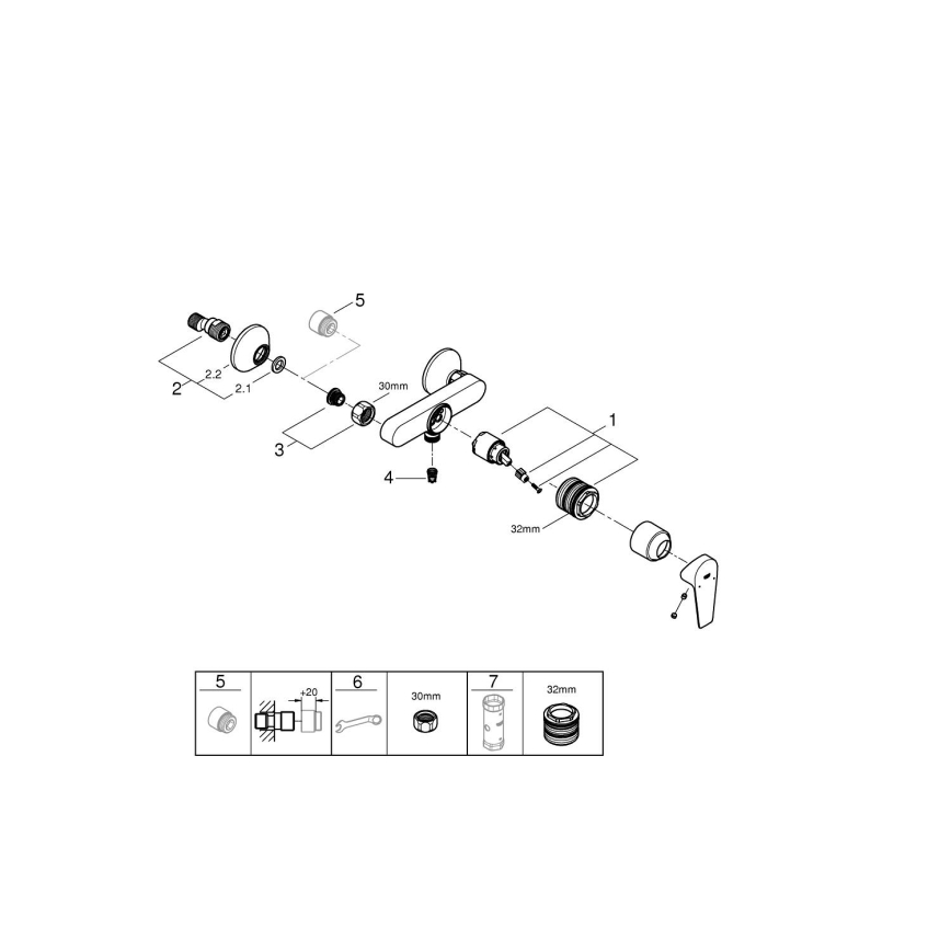 GROHE 24197001 - Смесител за душ START EDGE DN 15 лъскав хром
