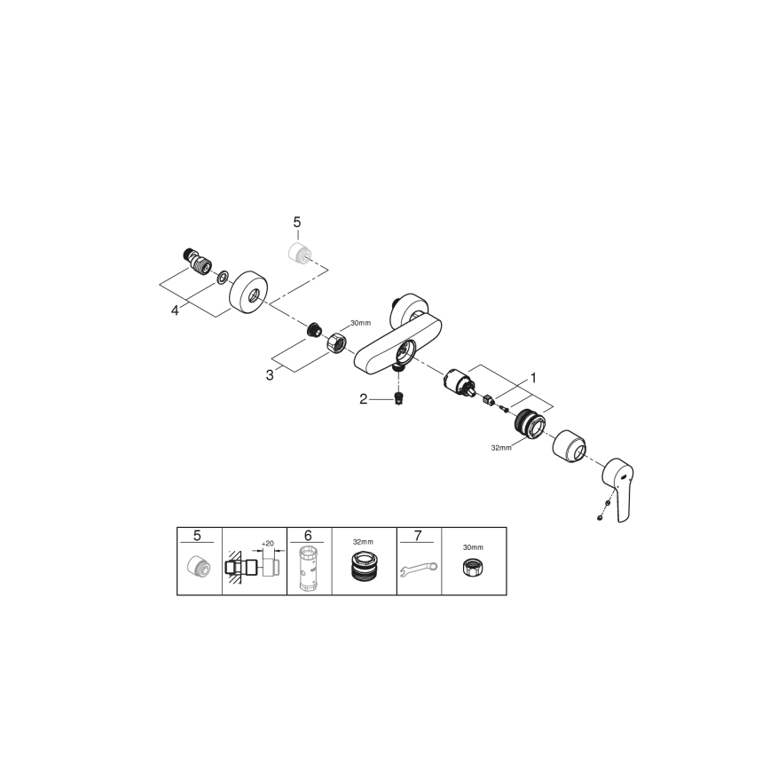 GROHE 24208002 - стенен душ смесител START DN 15, лъскав хром