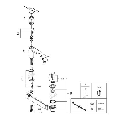 GROHE 242092432 - Смесител за умивалник QUICKFIX START 165 mm черен