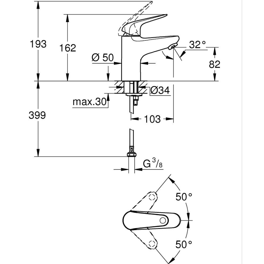 GROHE 24317001 - Смесител за мивка SWIFT 162 мм, гланцов хром