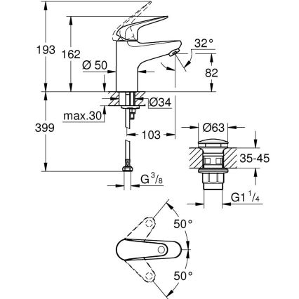 GROHE 24318001 - Смесител за умивалник SWIFT 162 мм, лъскав хром