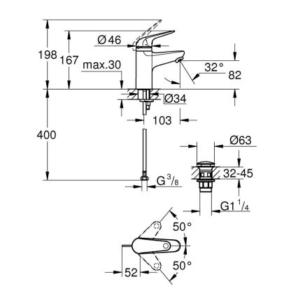 GROHE 24319001 - Смесител за мивка SWIFT 162 мм блестящ хром