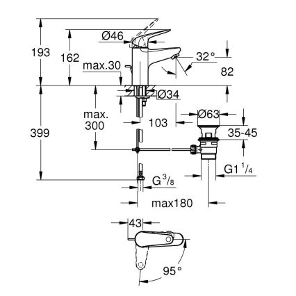 GROHE 24322001 - Смесител за умивалник SWIFT DN 15 лъскав хром
