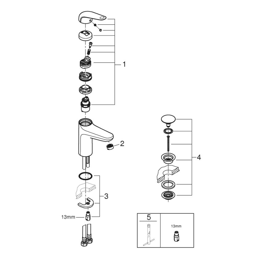 GROHE 24327001 - Смесител за умивалник SWIFT, размер M, лъскав хром