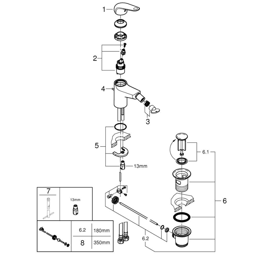 GROHE 24332001 - Смесител за биде SWIFT 146 мм лъскав хром