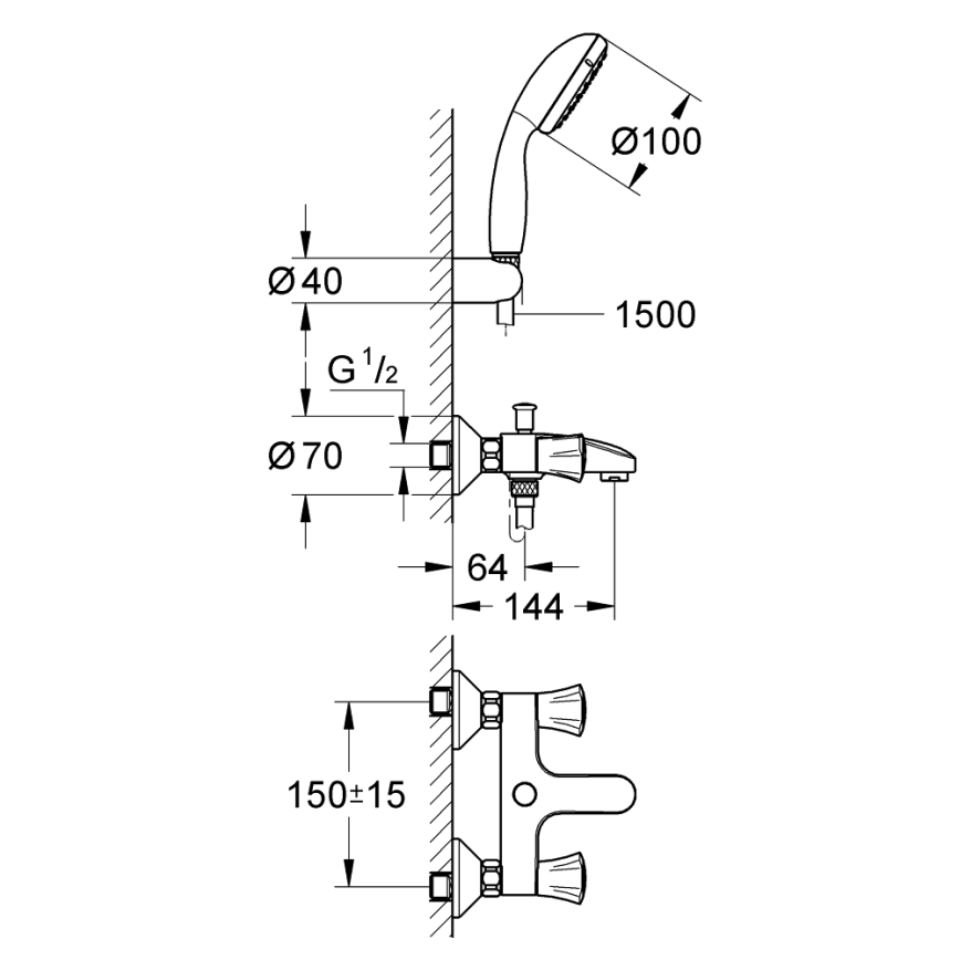GROHE 2546010A - Смесител за вана COSTA L DN 15 лъскав хром