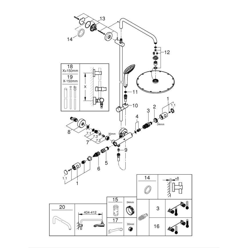 GROHE 26075DA0 - Душова система EUPHORIA 310 бронзова