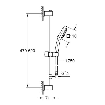 GROHE 26096001 - Душ комплект VITALIO COMFORT 110 600 mm лъскав хром