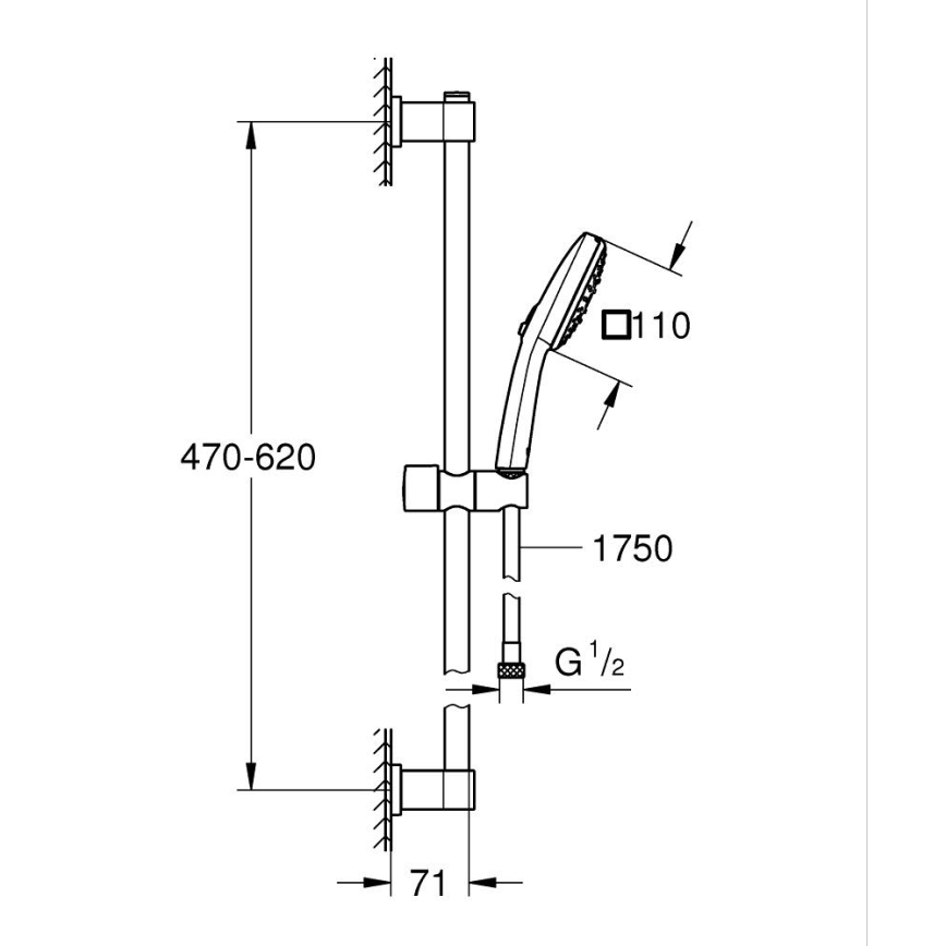 GROHE 26096001 - Душ комплект VITALIO COMFORT 110 600 mm лъскав хром