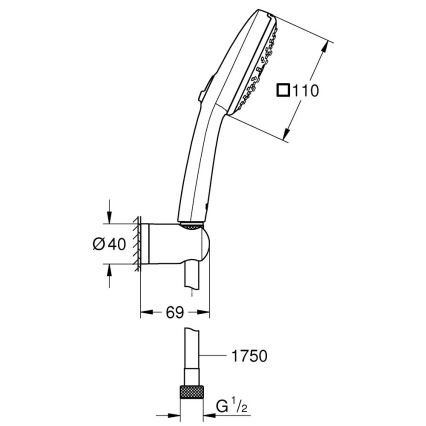 GROHE 26176001 - Комплект за душ VITALIO COMFORT 110, 110 мм, лъскав хром