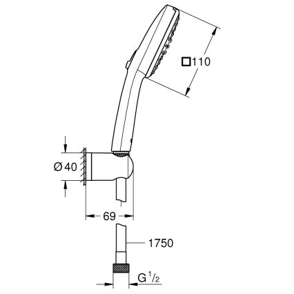 GROHE 263992431 - Комплект за душ VITALIO COMFORT 110 110 мм черен