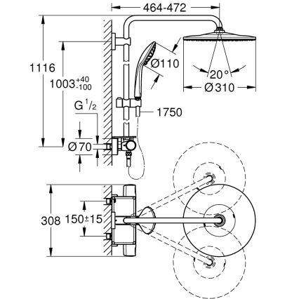 GROHE 26401001 - Душова система VITALIO JOY SYSTEM 310 лъскав хром