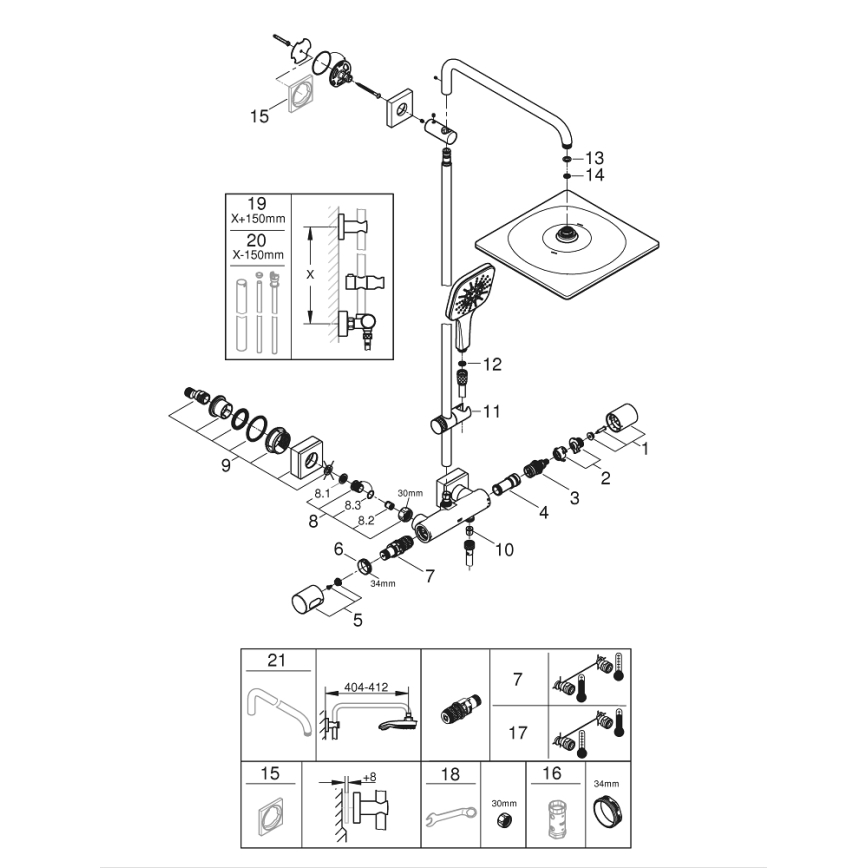 GROHE 26652000 - Душова система RAINSHOWER SMARTACTIVE 310 450 мм лъскав хром