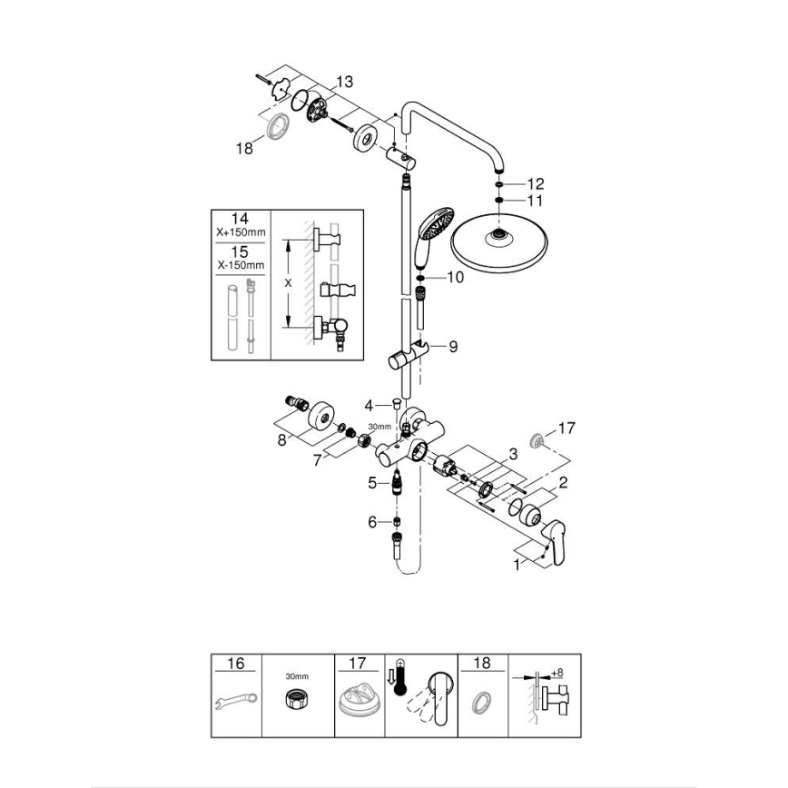 GROHE 26679001 - Душова система VITALIO START 250, 390 мм, лъскав хром