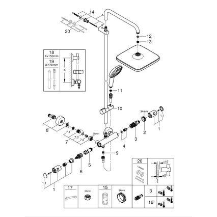 GROHE 266962431 - Душова система VITALIO COMFORT 250 250 × 250 мм черна