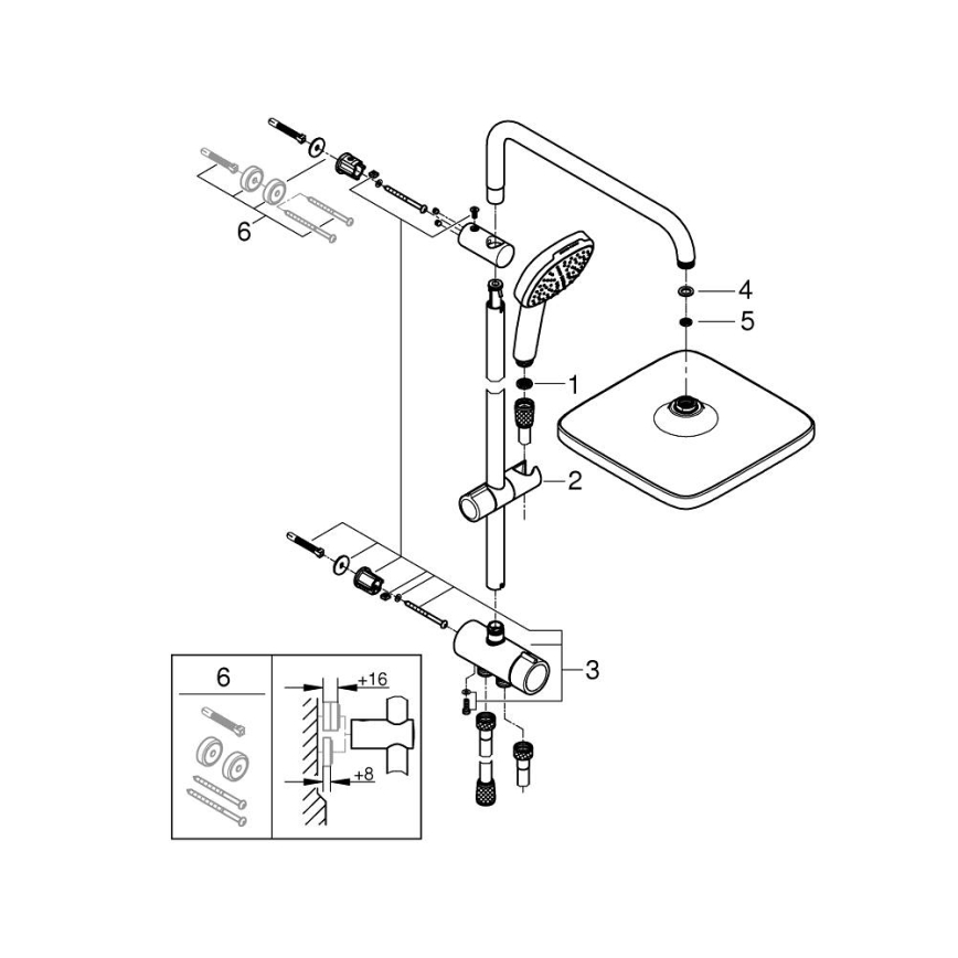 GROHE 266982431 - Система за душ VITALIO COMFORT 250, 390 мм, черна