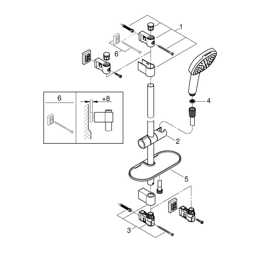 GROHE 26929001 - Душ комплект VITALIO COMFORT 110 600 мм, хром гланц