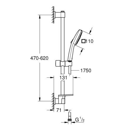 GROHE 26929001 - Душ комплект VITALIO COMFORT 110 600 мм, хром гланц