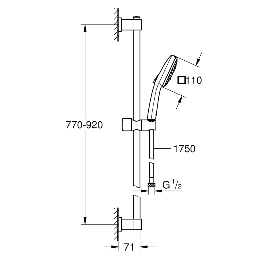 GROHE 26932001 - Комплект за душ VITALIO COMFORT 110, 900 мм, блестящ хром