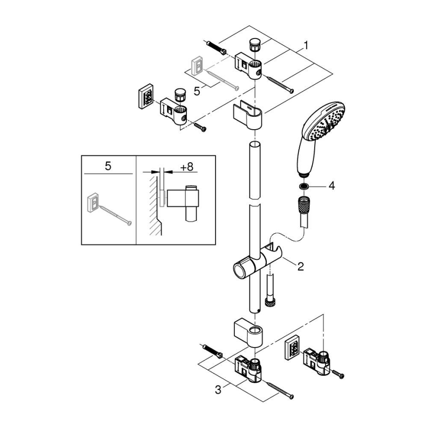 GROHE 26951001 - Комплект за душ VITALIO START 110 600 мм лъскав хром